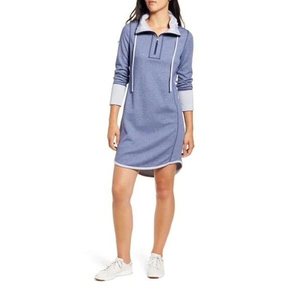 TOMMY BAHAMA Flip Side Reversible Half-Zip Long Sleeve Dress Island BlueM